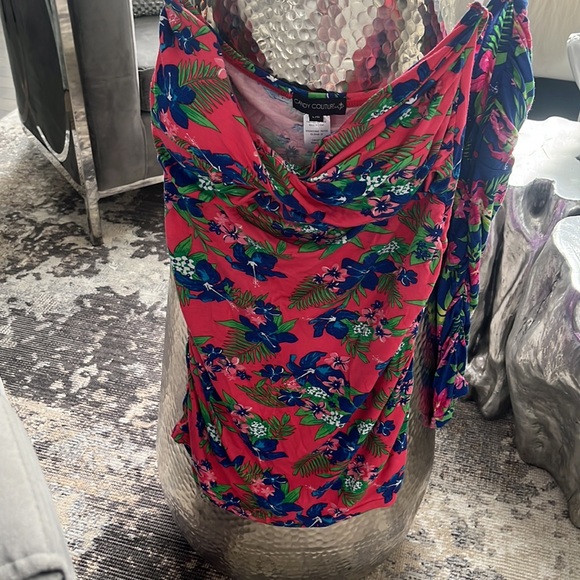 VINTAGE CANDY COUTURE HAWAIN BEACH TOPS PULL ON BUILT IN BRA SIZE LARGE - Picture 13 of 15